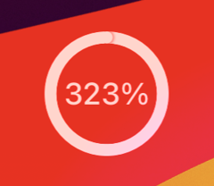 The round BAI widget on an iPhone lock screen: a full ring reading 323%